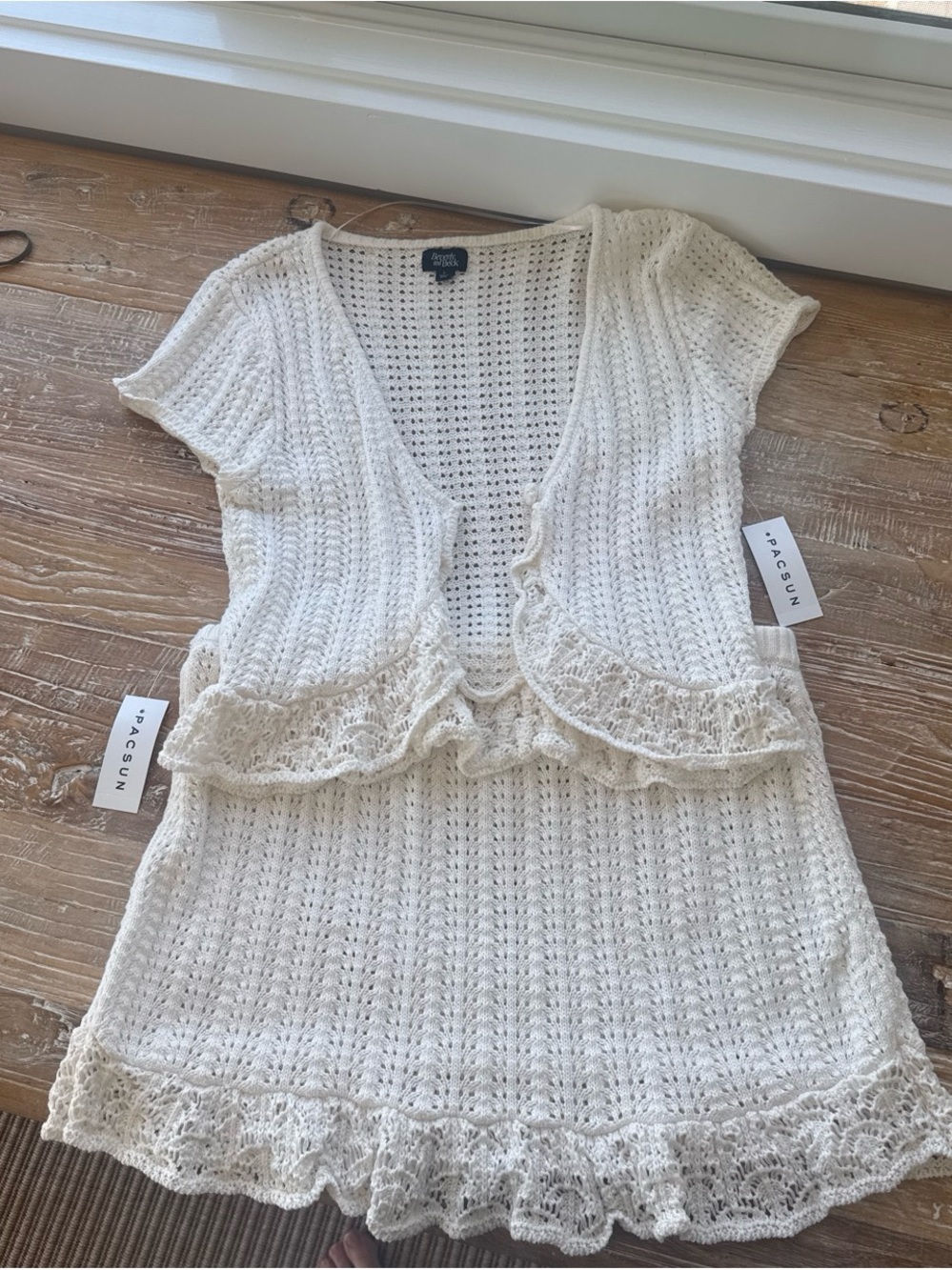 rag & bone Cream Crochet Ruffle Swim Cover-Up Set